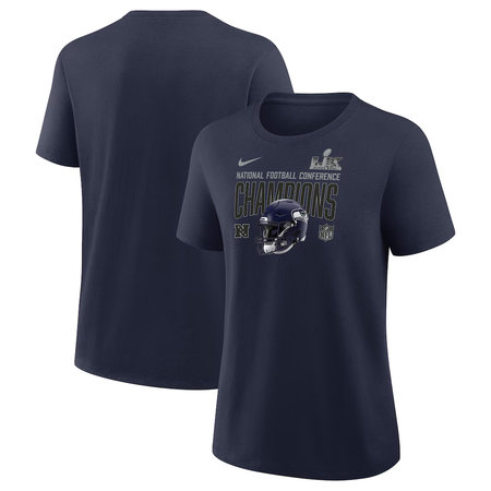 Women's Seattle Seahawks Nike College Navy 2025 NFC Champions Helmet T-Shirt