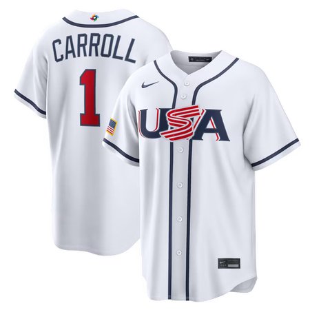 Youth USA Baseball #1 Corbin Carroll White 2026 World Baseball Classic Home Stadium Jersey