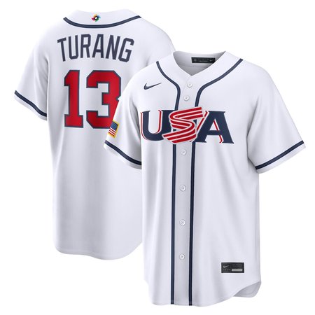 Men's USA Baseball #13 Brice Turang White 2026 World Baseball Classic Home Stadium Jersey