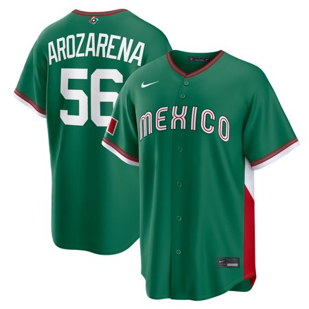 Youth Mexico Baseball #56 Randy Arozarena Green 2026 World Baseball Classic Road Stadium Jersey