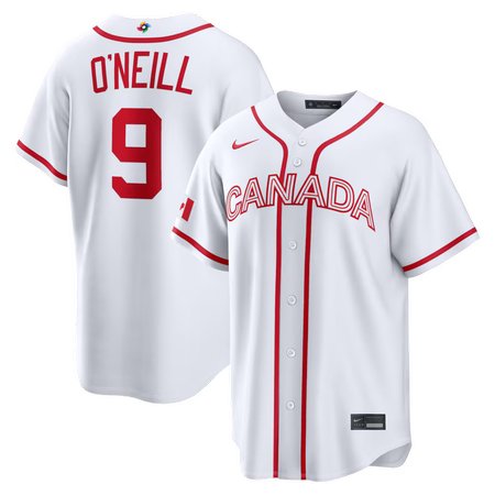 Men's Canada Baseball #9 Tyler O'Neill White 2026 World Baseball Classic Home Stadium Jersey