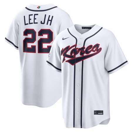 Men's Korea Baseball #22 Jung Hoo Lee White 2026 World Baseball Classic Home Stadium Jersey