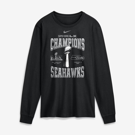 Men's Seattle Seahawks Nike Black Super Bowl LX Champions Locker Room Trophy Collection Long Sleeve T-Shirt