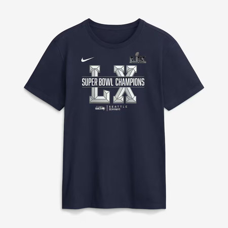 Men's Seattle Seahawks Nike College Navy Super Bowl LX Champions Sacrifice T-Shirt