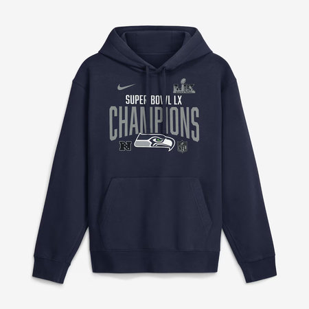 Men's Seattle Seahawks Nike College Navy Super Bowl LX Champions Going Yard Fleece Hoodie