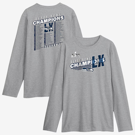 Men's Seattle Seahawks Steel Super Bowl LX Champions Best Teammates Roster Gray Long Sleeve T-Shirt