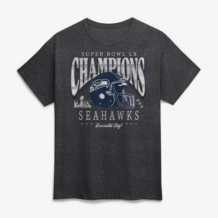 Men's Seattle Seahawks Heather Charcoal Super Bowl LX Champions Prestigious Run T-Shirt