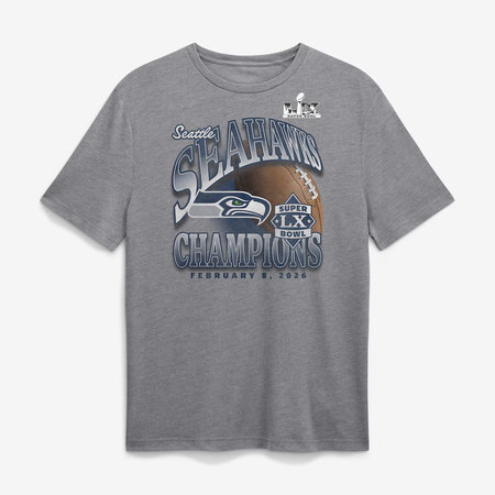 Men's Seattle Seahawks Heather Gray Super Bowl LX Champions Historic Win Tri-Blend T-Shirt