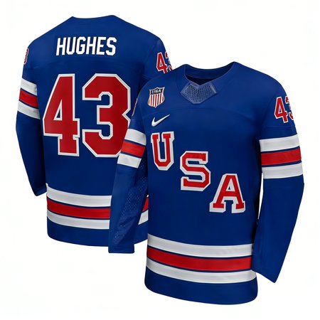 Youth USA Hockey #43 Quinn Hughes Royal 2026 Home Replica Jersey