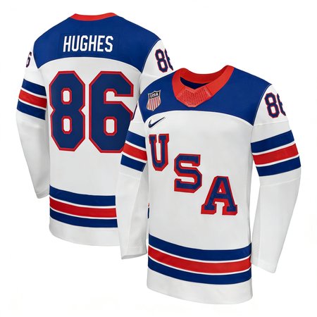 Youth USA Hockey #86 Jack Hughes White 2026 Home Replica Jersey