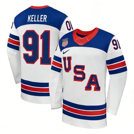 Youth USA Hockey #91 Clayton Keller White 2026 Home Replica Jersey