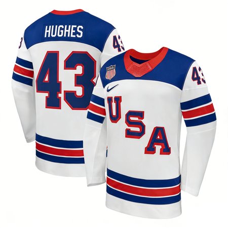 Youth USA Hockey #43 Quinn Hughes White 2026 Home Replica Jersey