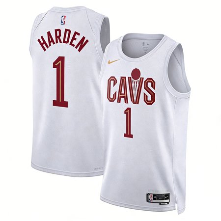 Men's Cleveland Cavaliers #1 James Harden White 2024 Draft Association Edition Stitched Jersey