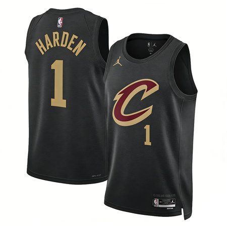 Men's Cleveland Cavaliers #1 James Harden Black Swingman Statement Edition Jersey