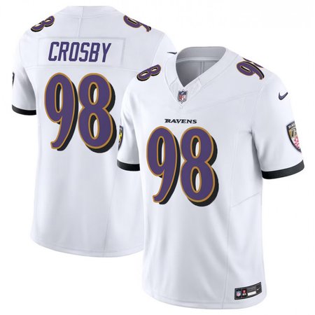 Men's Baltimore Ravens #98 Maxx Crosby White Vapor F.U.S.E Jersey