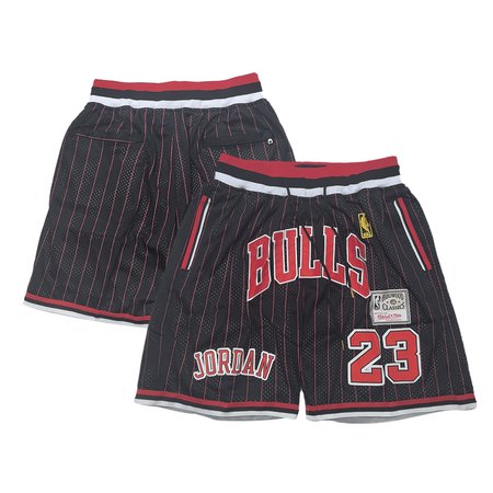 Men's Chicago Bulls #23 Michael Jordan Black Shorts