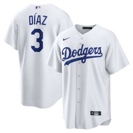 Youth Los Angeles Dodgers #3 Edwin Diaz Nike White Home Replica Jersey
