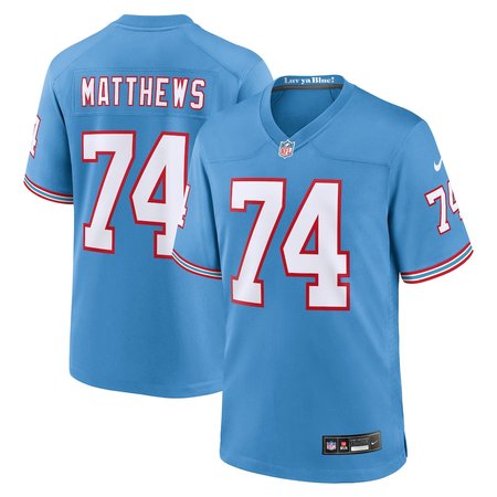 Youth Tennessee Titans #74 Bruce Matthews Nike Light Blue Retired Player Alternate Game Jersey