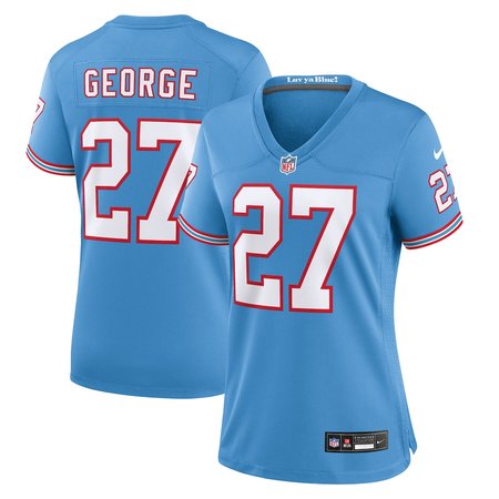 Women's Tennessee Titans #27 Eddie George Nike Light Blue Oilers Throwback Retired Player Game Jersey