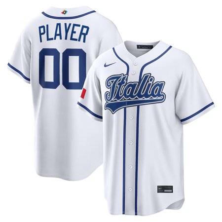 Youth Italy Baseball Custom Nike White 2026 World Baseball Classic Home Jersey