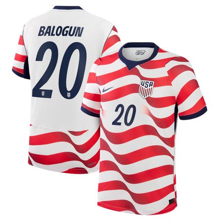 Men's Folarin Balogun #20 USA Home Stadium Authentic Jersey World Cup 2026