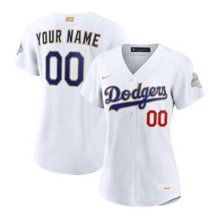Women's Los Angeles Dodgers Nike White 2026 Gold Collection Authentic Custom Jersey