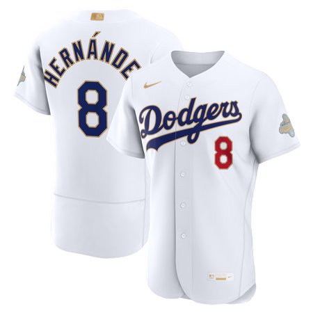 Youth Los Angeles Dodgers #8 Enrique Hernandez Nike White 2026 Gold Collection Authentic Jersey