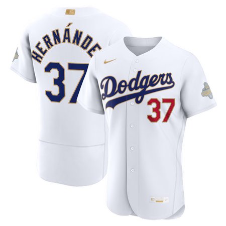 Youth Los Angeles Dodgers #37 Teoscar Hernandez Nike White 2026 Gold Collection Authentic Jersey