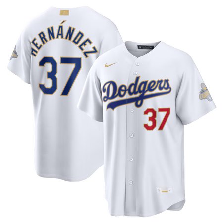 Youth Los Angeles Dodgers #37 Teoscar Hernandez Nike White 2026 Gold Collection Stadium Jersey