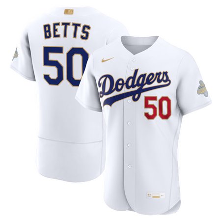 Youth Los Angeles Dodgers #50 Mookie Betts Nike White 2026 Gold Collection Authentic Jersey