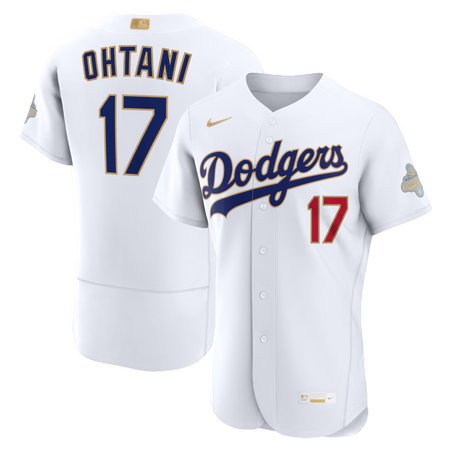 Men's Los Angeles Dodgers #17 Shohei Ohtani Nike White 2026 Gold Collection Authentic Jersey