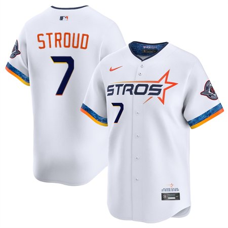 Youth Houston Astros #7 C.J. Stroud White 2025 City Connect Limited Stitched Baseball Jersey