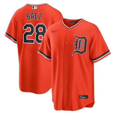Youth Detroit Tigers #28 Javier Baez Orange Cool Base Stitched Jersey