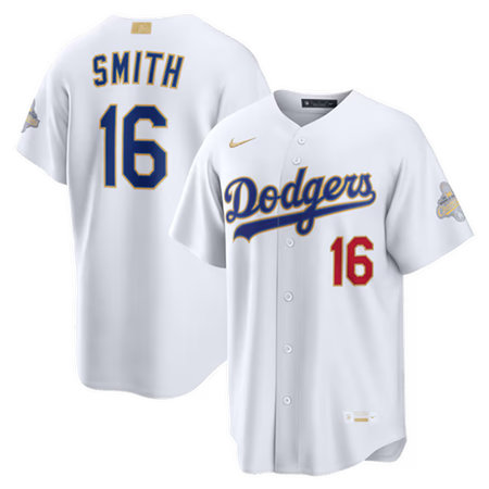 Men's Los Angeles Dodgers #16 Will Smith Nike White 2026 Gold Collection Stadium Jersey