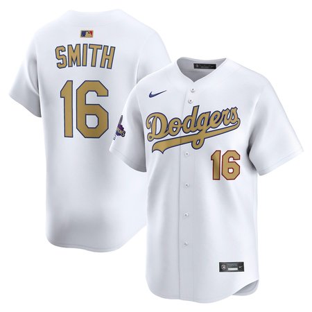 Youth Los Angeles Dodgers #16 Will Smith White 2025 Gold Collection Limited Jersey