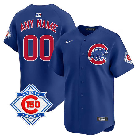 Youth Chicago Cubs Royal Alternate Nike Vapor Limited 150th Anniversary Authentic Lettering Custom Jersey
