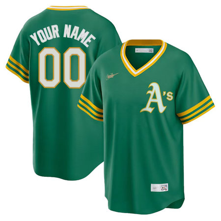 Men's Oakland Athletics Nike Green Kelly Road Cooperstown Collection Team Custom Jersey