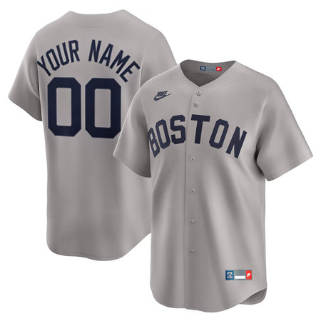 Men's Boston Red Sox Nike Gray Throwback Cooperstown Collection Limited Custom Jersey