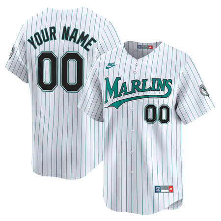 Men's Miami Marlins Nike White Cooperation Limited Custom Jersey