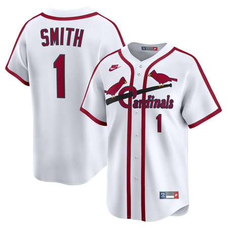 Men's St. Louis Cardinals #1 Ozzie Smith Nike White Throwback Cooperstown Collection Limited Jersey