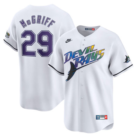 Men's Tampa Bay Rays #29 Fred Mcgriff Nike White Throwback Cooperstown Collection Limited Jersey