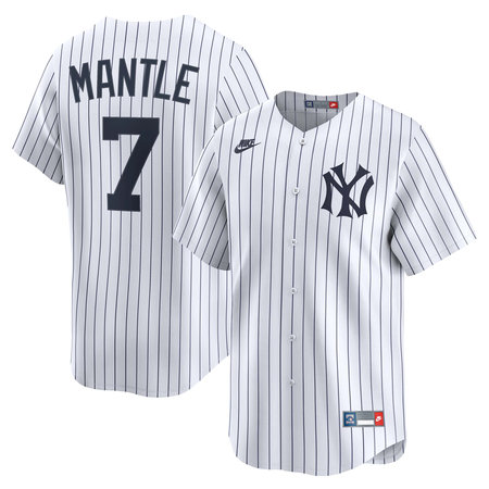 Men's New York Yankees #7 Mickey Mantle Nike White Throwback Cooperstown Collection Limited Jersey