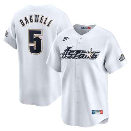 Men's Houston Astros #5 Jeff Bagwell Nike White Throwback Cooperstown Collection Limited Jersey
