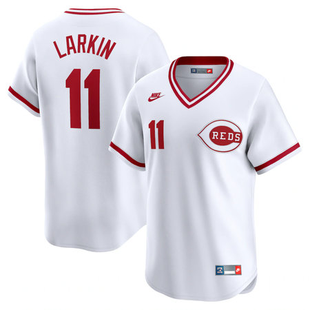 Youth Cincinnati Reds #11 Barry Larkin Nike White Throwback Cooperstown Limited Jersey