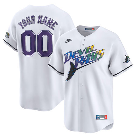 Men's Tampa Bay Rays Nike White Throwback Cooperstown Collection Limited Custom Jersey