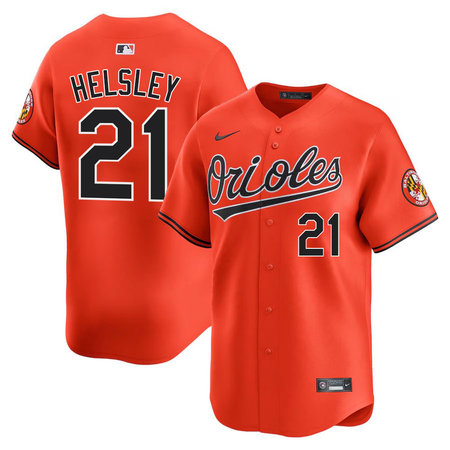 Youth Baltimore Orioles #21 Ryan Helsley Orange Cool Base Stitched Baseball Jersey