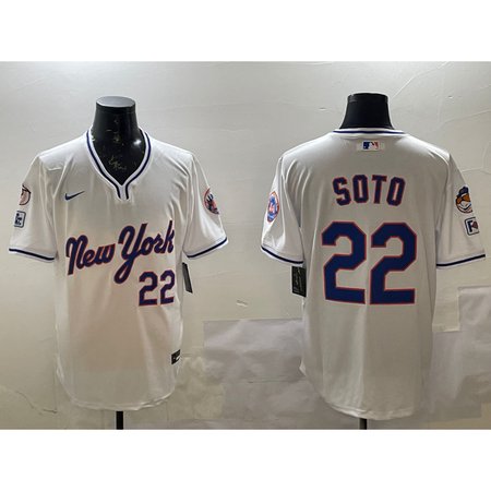 Men's New York Mets #22 Juan Soto White 2025 Spring Training Stitched Baseball Jersey