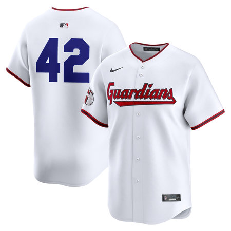 Youth Cleveland Guardians #42 Jackie Robinson Nike White Home 2025 Jackie Robinson Day Limited Jersey