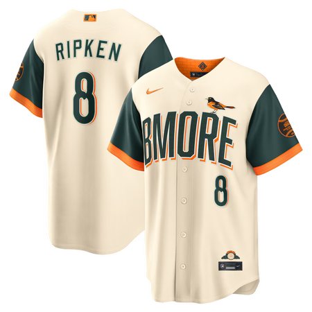 Men's Baltimore Orioles #8 Cal Ripken Jr. Cream 2026 City Connect Stitched Jersey