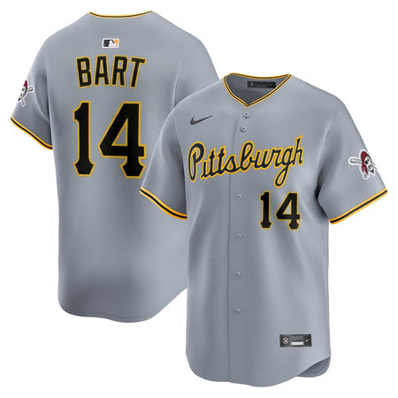 Youth Pittsburgh Pirates #14 Joey Bart Nike Gray Road Limited Jersey